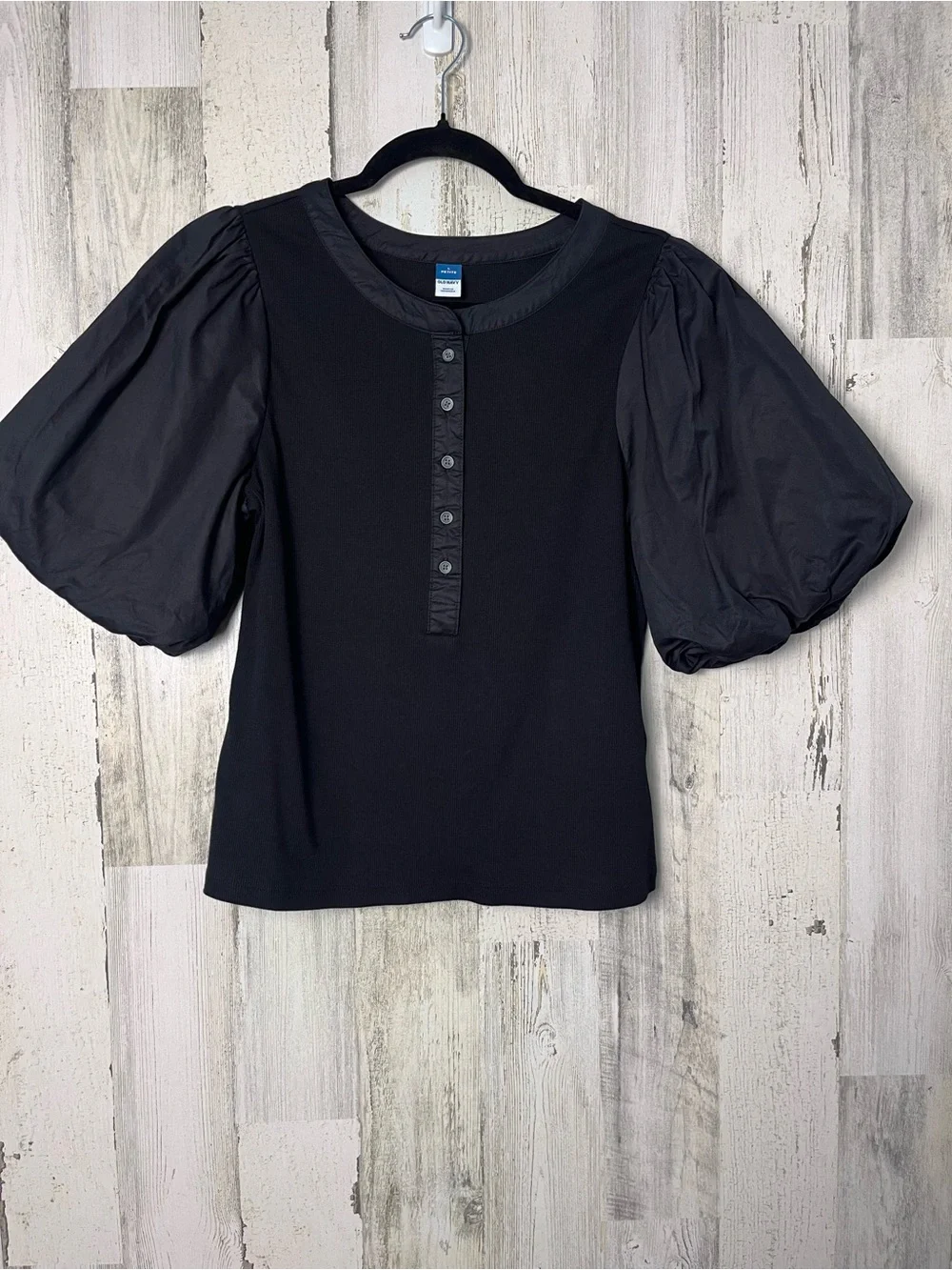 OLD NAVY Fitted Puff-Sleeve Henley T-Shirt Large Petite